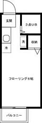 ファミーユ成田西 1階1Kの間取り