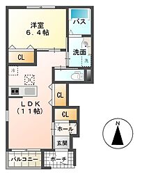 グリーンルーム 1LDKの間取図画像