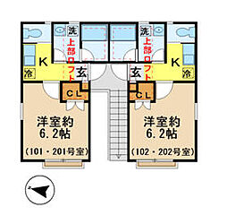 多摩都市モノレール 大塚・帝京大学駅 徒歩9分の賃貸アパート 1階1Kの間取り