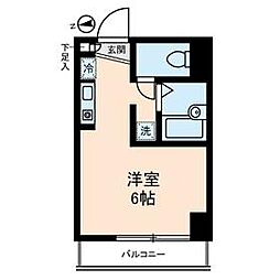 都営浅草線 中延駅 徒歩1分の賃貸マンション 9階ワンルームの間取り