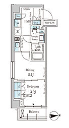 都営大江戸線 牛込柳町駅 徒歩5分の賃貸マンション 1階1DKの間取り