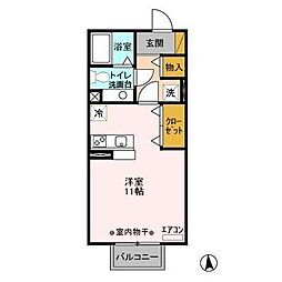 ノーベルパーク　15・16・17 2階ワンルームの間取り