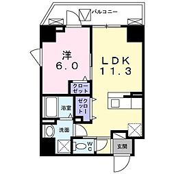 グランツ恵比寿 1LDKの間取図画像