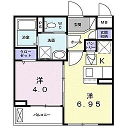 ＮＥＷ　ＷＥＳＴ　7　ＲＩＣＨ 1階ワンルームの間取り