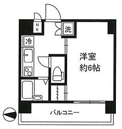 ルーブル上北沢 6階1Kの間取り