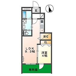 Ｂrowny Ｇreen　(ブラウニーグリーン) 1階1LDKの間取り