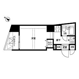 プレール新宿余丁町 7階1Kの間取り