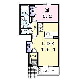 プロヴァンス　ヒル　Ａ 1階1LDKの間取り