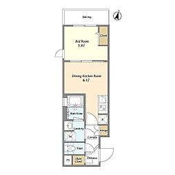 ＳＵＮＩＶＡＳ飯田橋 4階1DKの間取り