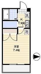JR中央線 三鷹駅 徒歩12分の賃貸マンション 1階1Kの間取り