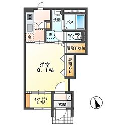つくばエクスプレス 研究学園駅 5.4kmの賃貸アパート 1階1Kの間取り