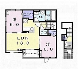 サンヒルズ高雄　北棟 2階2LDKの間取り
