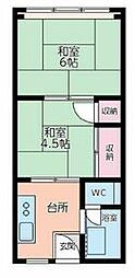 藤崎マンション 1階2Kの間取り