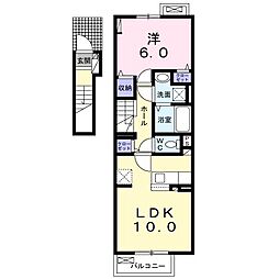 クリスタル　ピア 2階1LDKの間取り