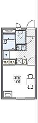 レオパレスグランチャ 2階1Kの間取り