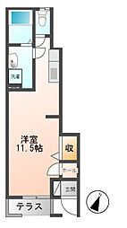 Ｖｅｎｔ　Ｖｅｒｔ（ヴァン　ヴェール） 1階1Kの間取り