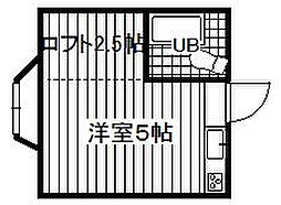 郁文館 1階ワンルームの間取り