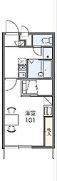 レオパレスコーポフルール 1階1Kの間取り