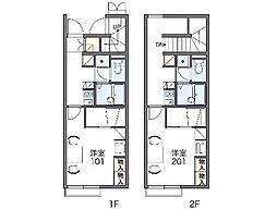 レオパレスフォレ 2階1Kの間取り