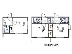 レオパレス岡崎公園 1階1Kの間取り