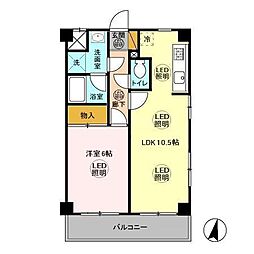 第5フェニックス 3階1LDKの間取り