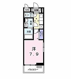 イセミネット市原 3階1Kの間取り