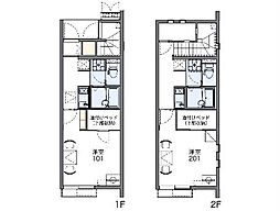 東武伊勢崎線 川俣駅 徒歩10分の賃貸アパート 1階1Kの間取り