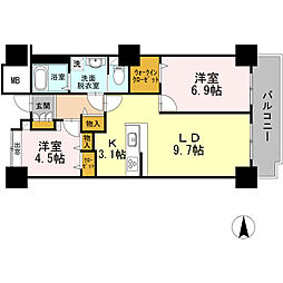 品川シーサイドビュータワー1 2LDKの間取図画像