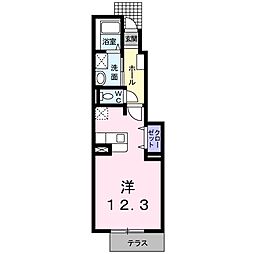 JR片町線(学研都市線) 野崎駅 徒歩8分の賃貸アパート 1階ワンルームの間取り