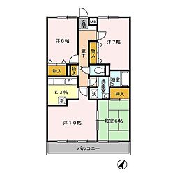 ブライトンパーク 3階4Kの間取り