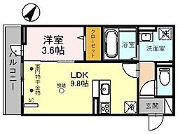 シャルム　Ｂ棟 3階1LDKの間取り