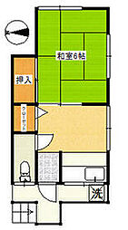 佐藤荘 2階2Kの間取り