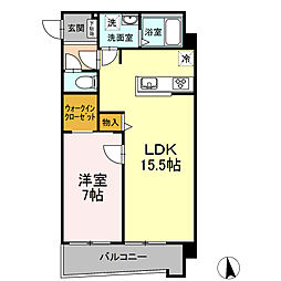 さくらHills 1階1LDKの間取り