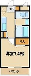 JR横浜線 町田駅 徒歩5分の賃貸マンション 2階1Kの間取り