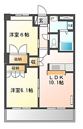 つくばエクスプレス つくば駅 6.4kmの賃貸アパート 2階2LDKの間取り