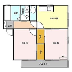 ハイム シンフォニア　Ａ・Ｂ 2階2DKの間取り