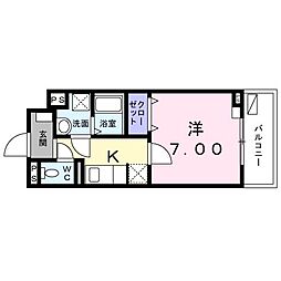 東急東横線 田園調布駅 徒歩19分の賃貸マンション 3階1Kの間取り
