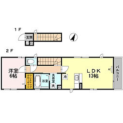 アイリス東中野 2階1LDKの間取り