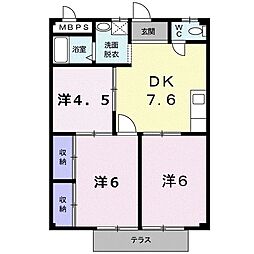 シティハイツ日野陵 1階3DKの間取り