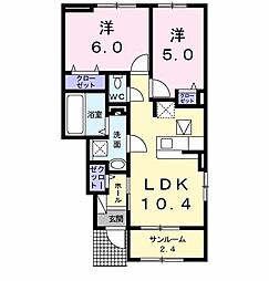 サン　ルタン　松戸 1階2LDKの間取り