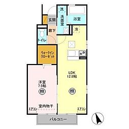 アリビオ 1階1LDKの間取り