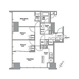 レキシントンスクエア白金高輪 14階3LDKの間取り