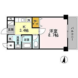 サンヒルズ 1Kの間取図画像