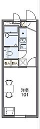 レオパレスハチロー 2階1Kの間取り