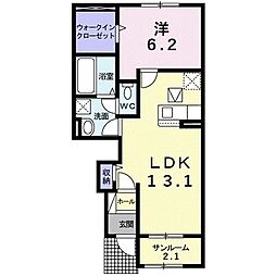 コート　ライラ 1階1LDKの間取り
