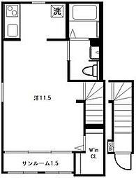 コート369 2階1Kの間取り