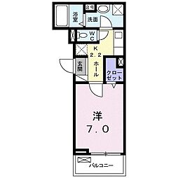サザンクロス 1Kの間取図画像