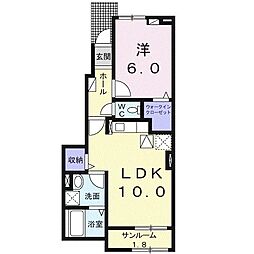 カルムアルモニーA 1LDKの間取図画像