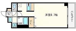 Osaka Metro御堂筋線 中津駅 徒歩4分の賃貸マンション 8階ワンルームの間取り
