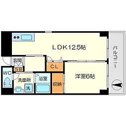 ラフィネ淀川 1LDKの間取図画像